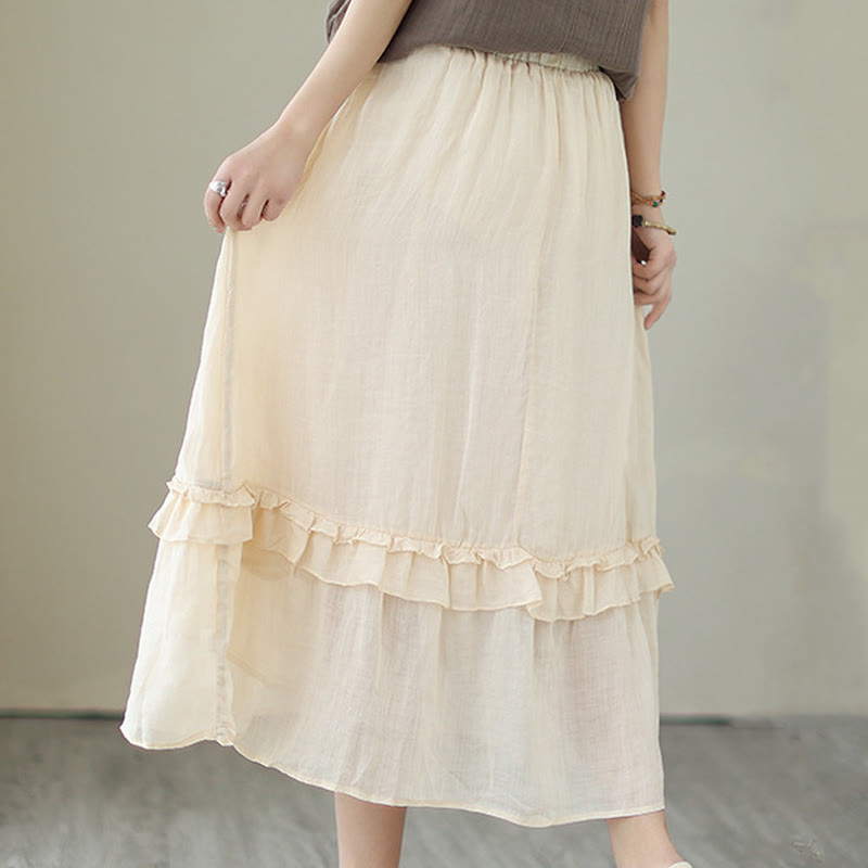 Cotton Linen Irregular Drape Mindful Movement Skirt