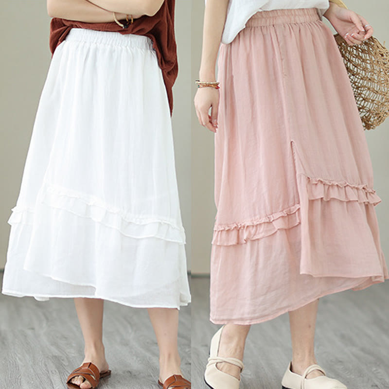 Cotton Linen Irregular Drape Mindful Movement Skirt