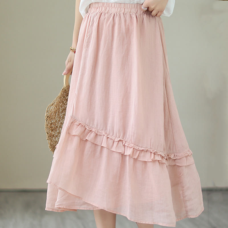 Cotton Linen Irregular Drape Mindful Movement Skirt