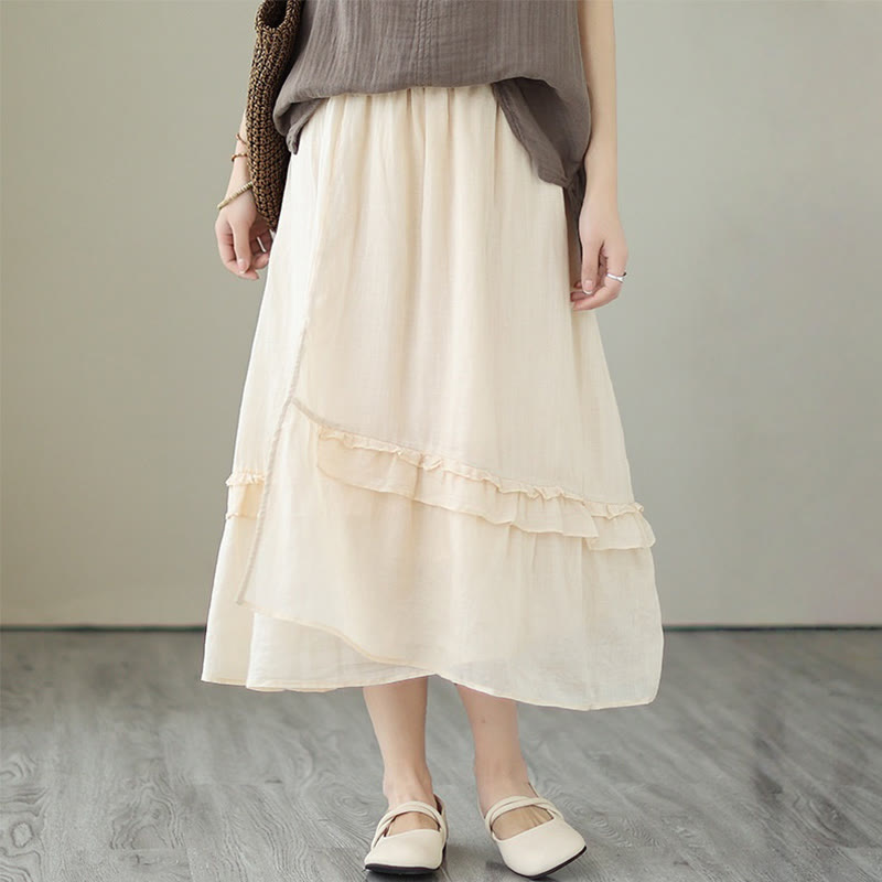 Cotton Linen Irregular Drape Mindful Movement Skirt