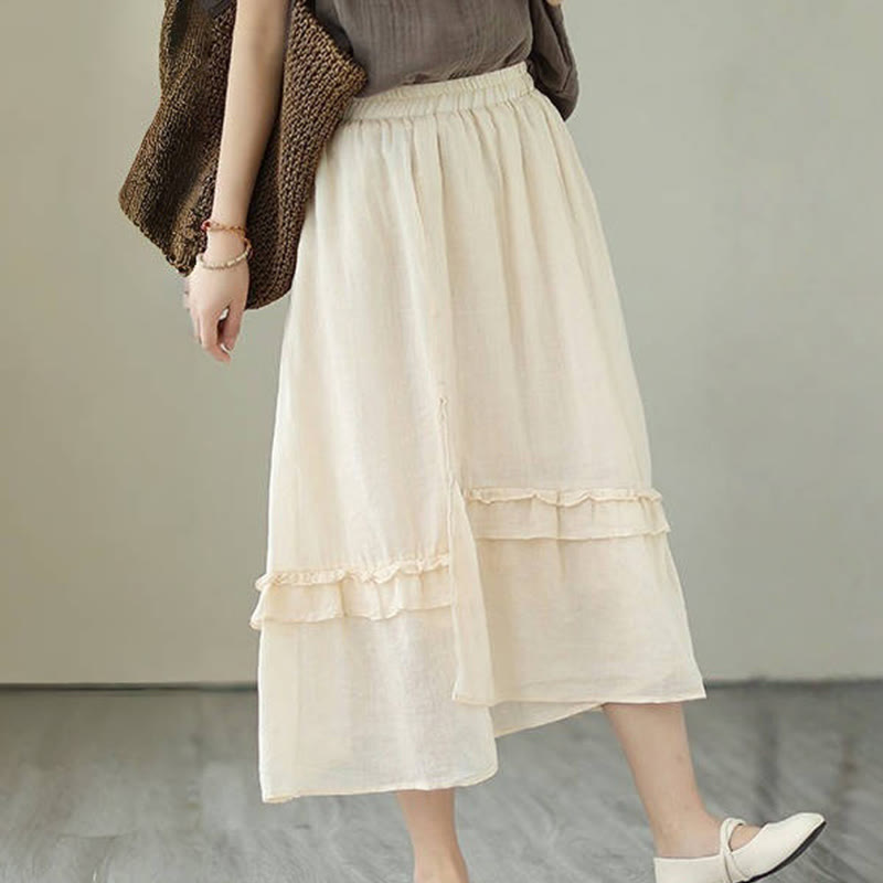 Cotton Linen Irregular Drape Mindful Movement Skirt