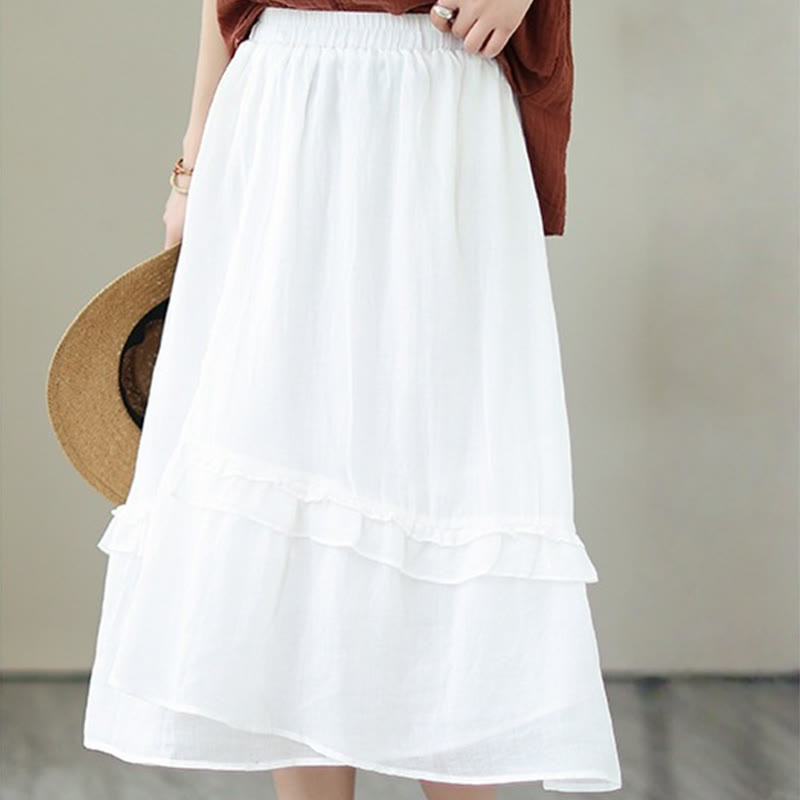 Cotton Linen Irregular Drape Mindful Movement Skirt