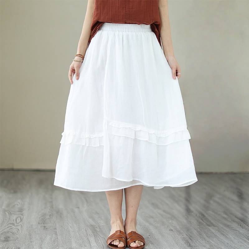 Cotton Linen Irregular Drape Mindful Movement Skirt
