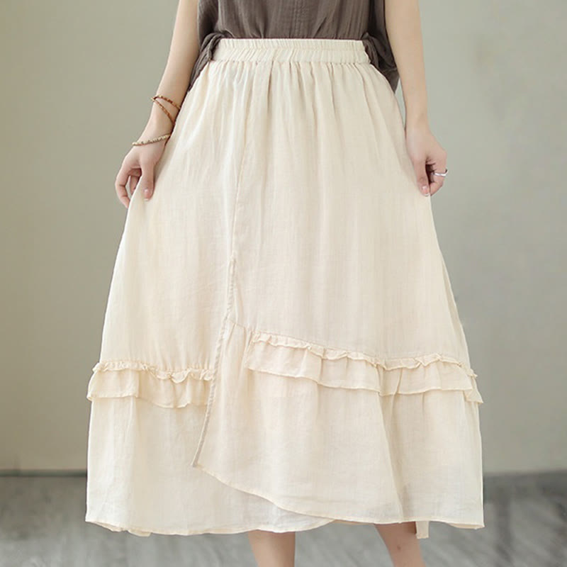 Cotton Linen Irregular Drape Mindful Movement Skirt