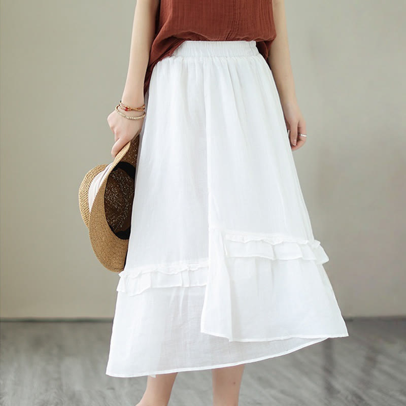 Cotton Linen Irregular Drape Mindful Movement Skirt