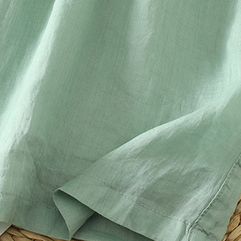 Casual Plain Lined Ribbon Elastic Women's Polyester Wide Leg Pants With Pockets