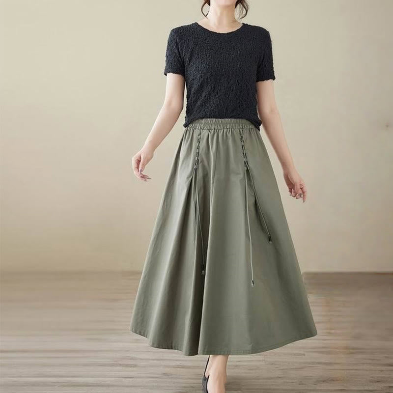 Tactile Cotton Pleated Minimalist Meditation Skirt