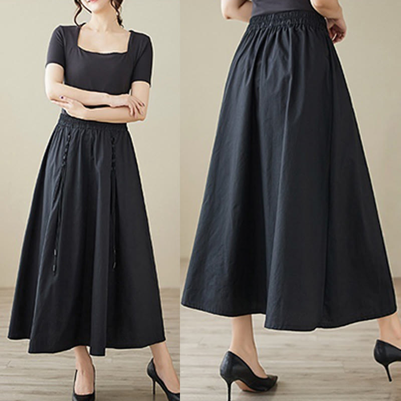 Tactile Cotton Pleated Minimalist Meditation Skirt