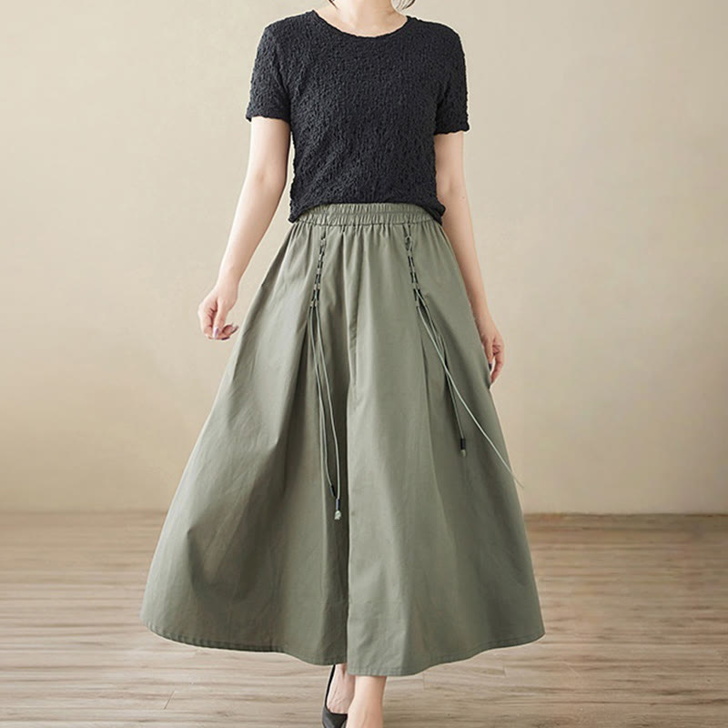 Tactile Cotton Pleated Minimalist Meditation Skirt