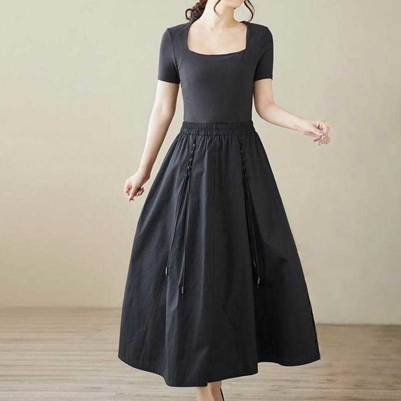 Tactile Cotton Pleated Minimalist Meditation Skirt