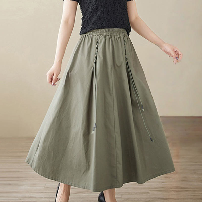 Tactile Cotton Pleated Minimalist Meditation Skirt