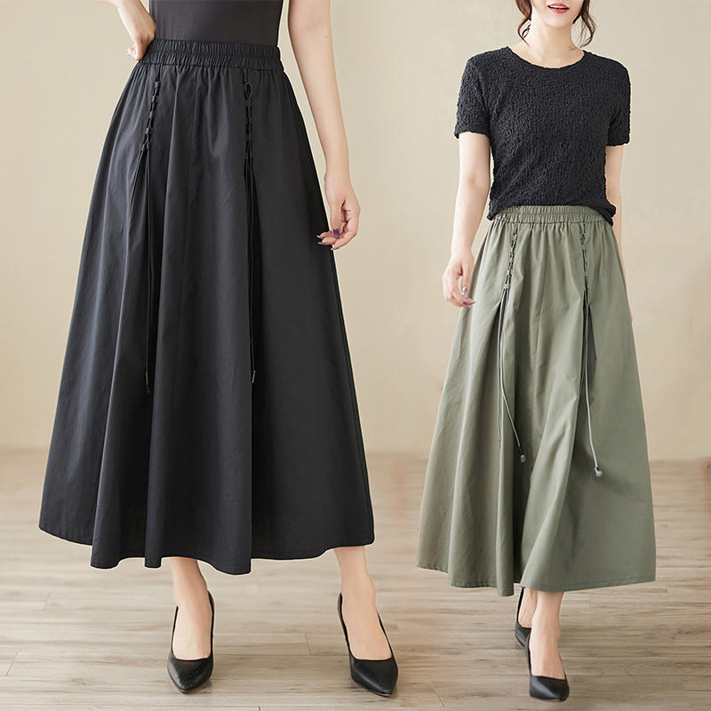 Tactile Cotton Pleated Minimalist Meditation Skirt