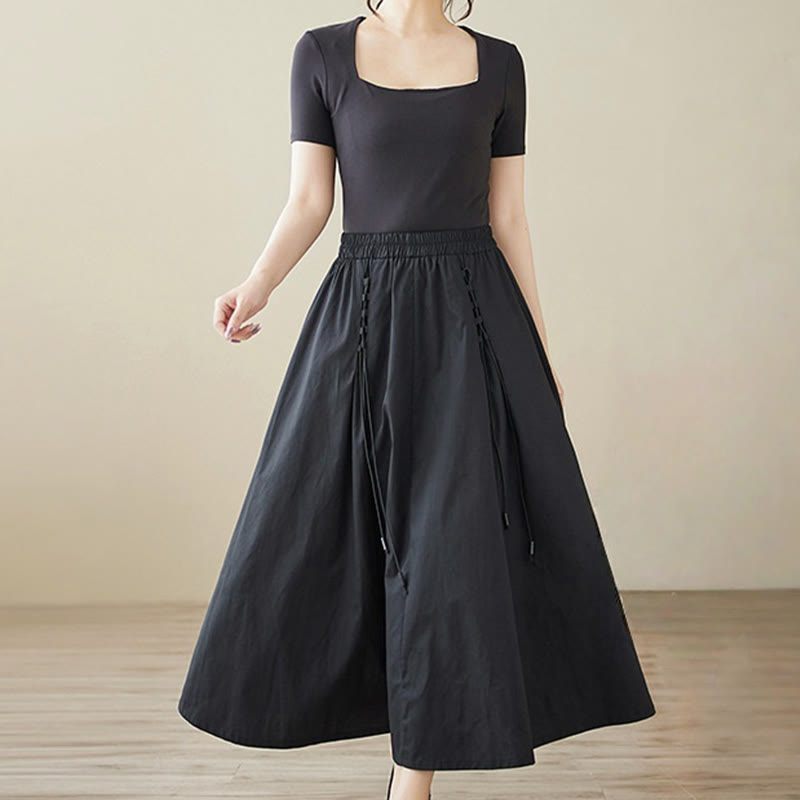 Tactile Cotton Pleated Minimalist Meditation Skirt