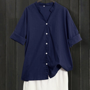 Breathable Cotton Linen Notched Collar Meditation Shirt