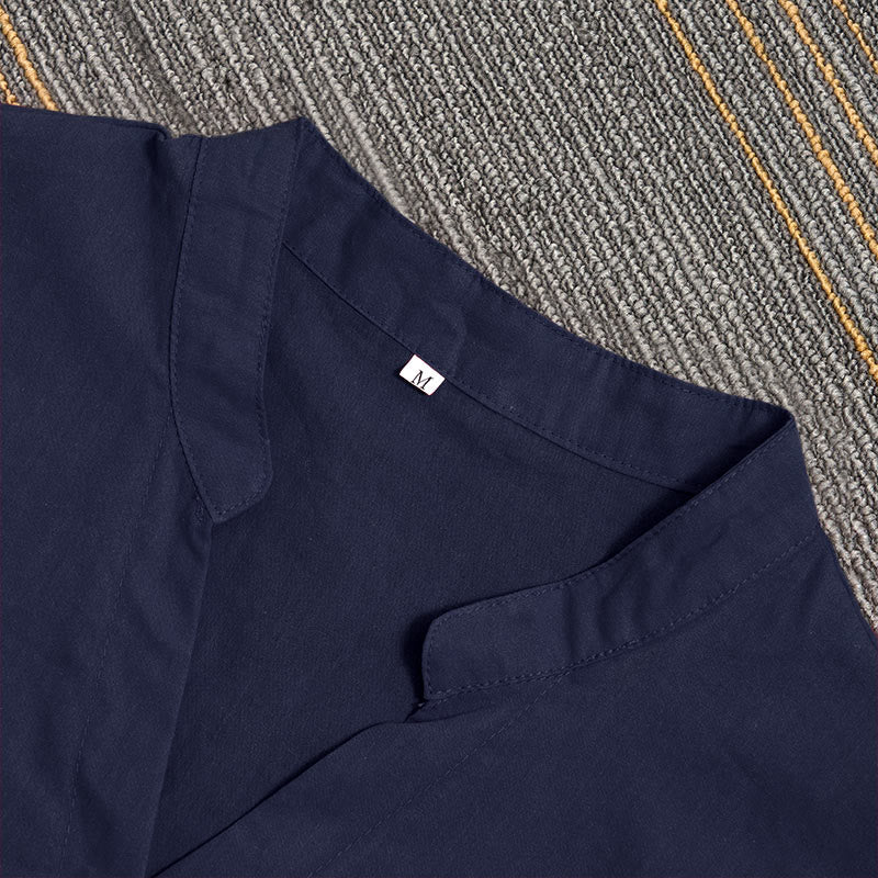 Breathable Cotton Linen Notched Collar Meditation Shirt