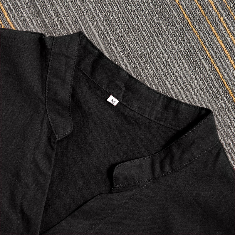 Breathable Cotton Linen Notched Collar Meditation Shirt