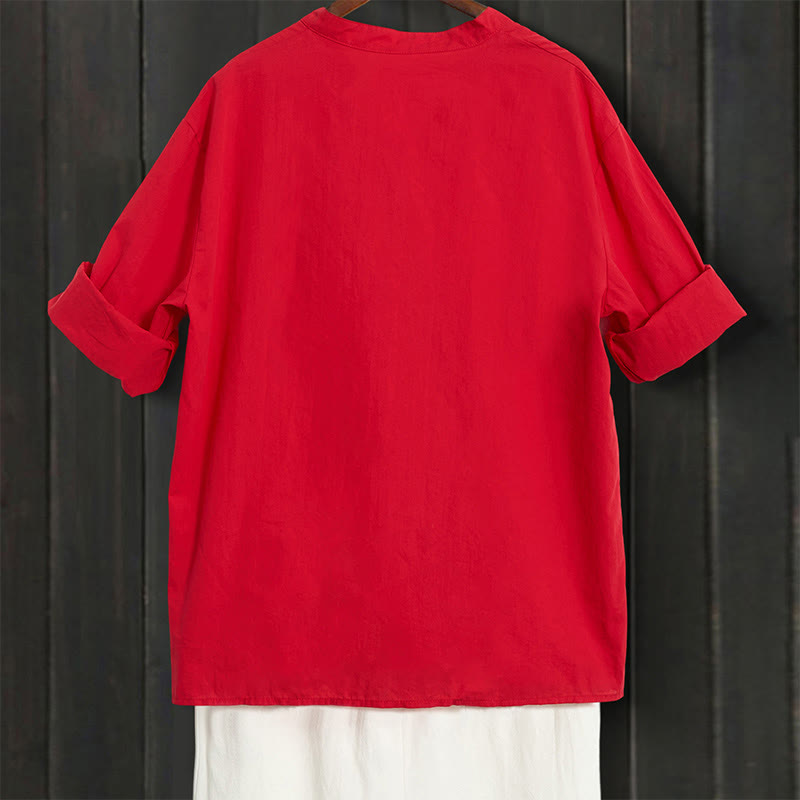 Breathable Cotton Linen Notched Collar Meditation Shirt