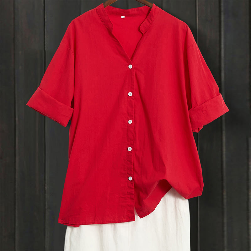 Breathable Cotton Linen Notched Collar Meditation Shirt