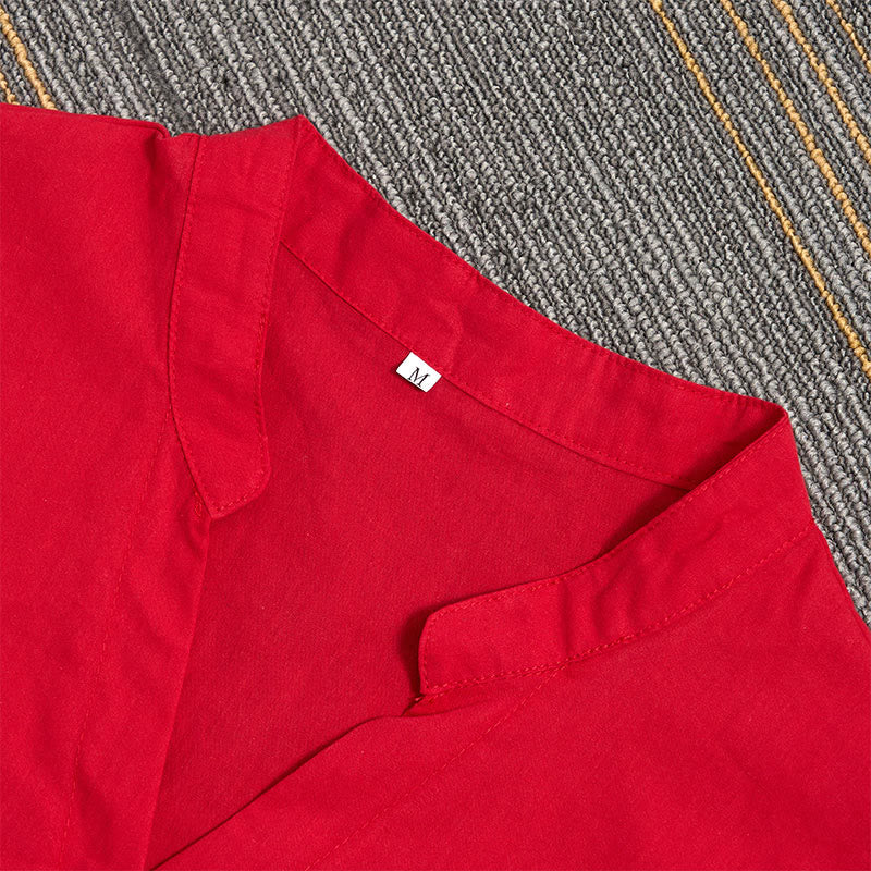 Breathable Cotton Linen Notched Collar Meditation Shirt