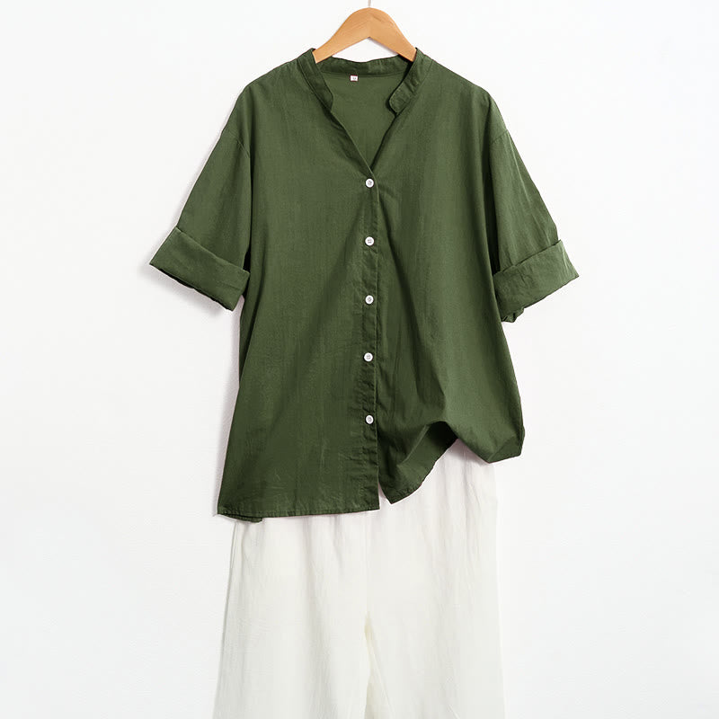 Breathable Cotton Linen Notched Collar Meditation Shirt