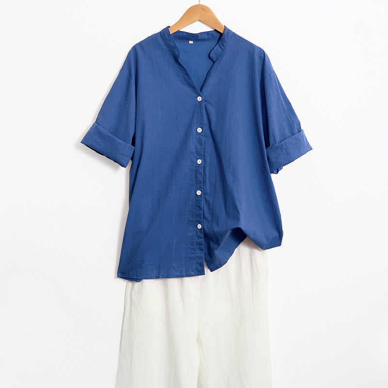 Breathable Cotton Linen Notched Collar Meditation Shirt