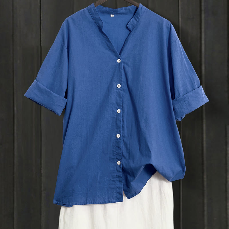 Breathable Cotton Linen Notched Collar Meditation Shirt