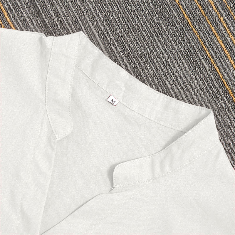 Breathable Cotton Linen Notched Collar Meditation Shirt