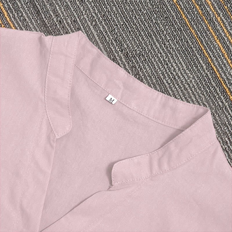Breathable Cotton Linen Notched Collar Meditation Shirt