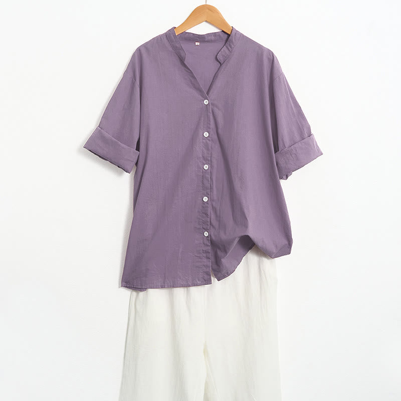 Breathable Cotton Linen Notched Collar Meditation Shirt