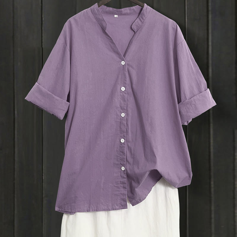 Breathable Cotton Linen Notched Collar Meditation Shirt