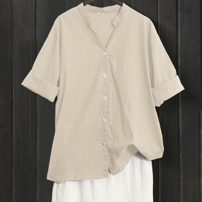 Breathable Cotton Linen Notched Collar Meditation Shirt