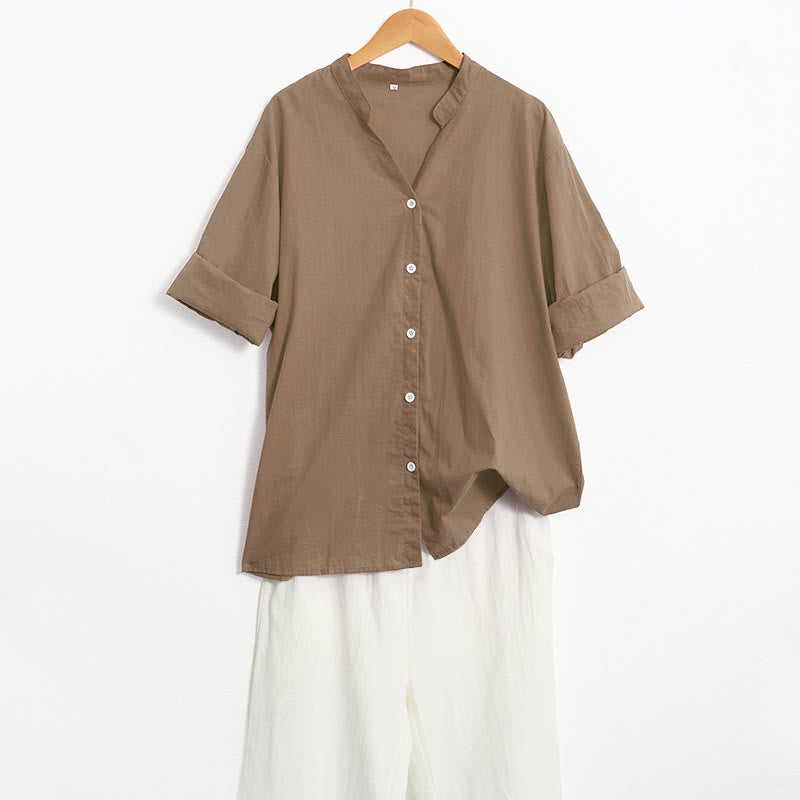 Breathable Cotton Linen Notched Collar Meditation Shirt