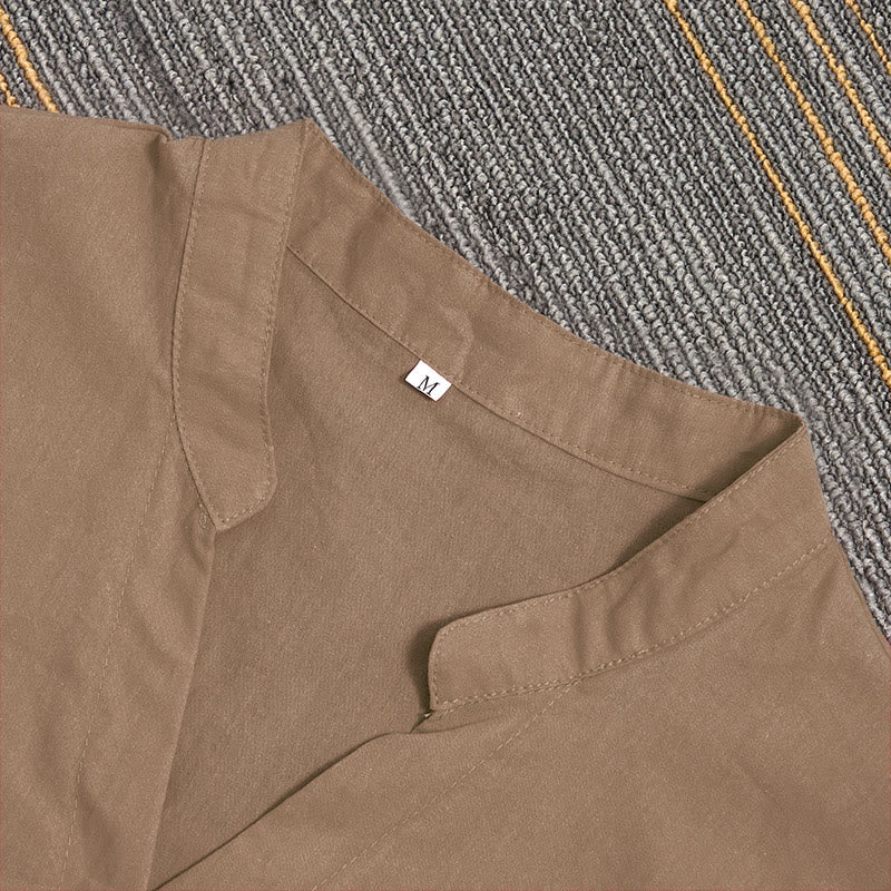 Breathable Cotton Linen Notched Collar Meditation Shirt
