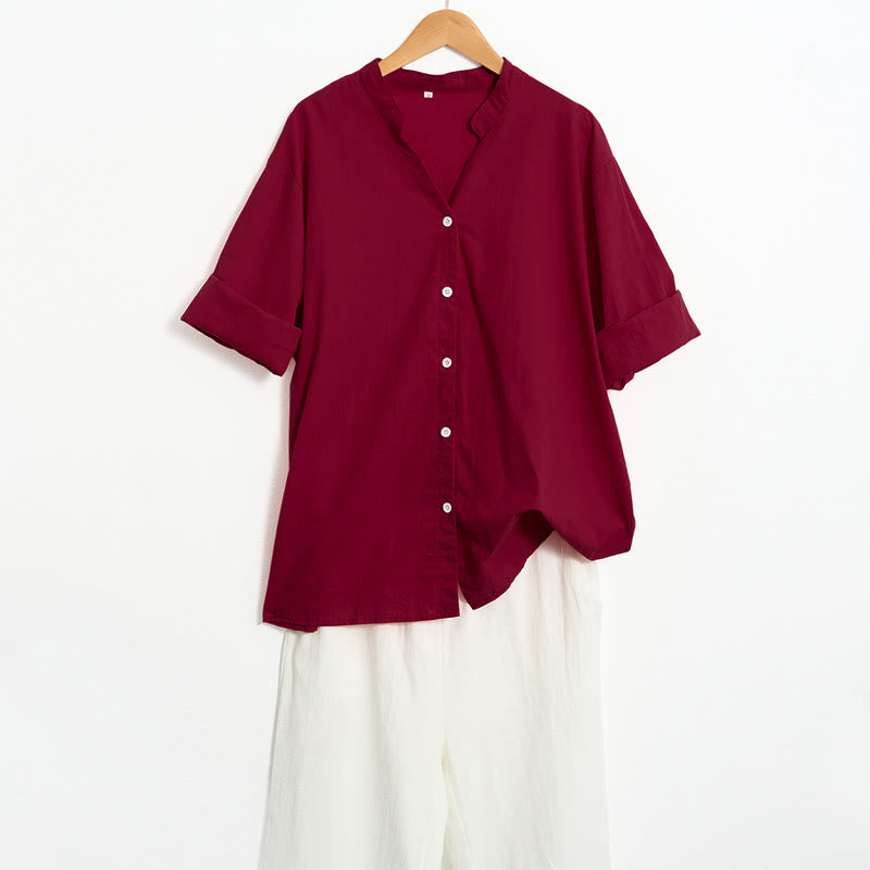 Breathable Cotton Linen Notched Collar Meditation Shirt
