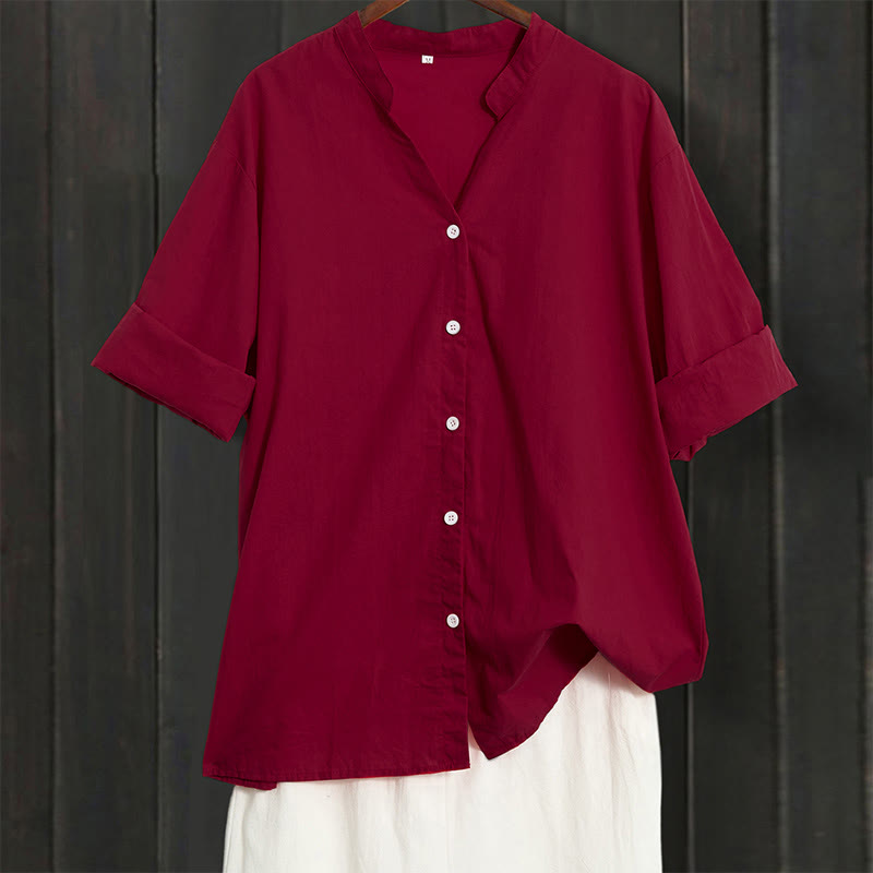 Breathable Cotton Linen Notched Collar Meditation Shirt