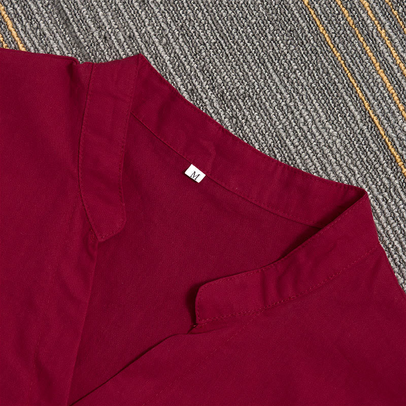 Breathable Cotton Linen Notched Collar Meditation Shirt