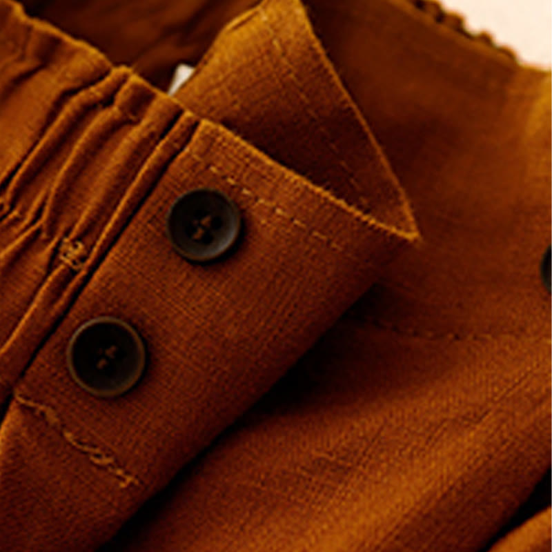 Summer Casual Pleat Plain Cotton Linen Women's Shorts With Pockets