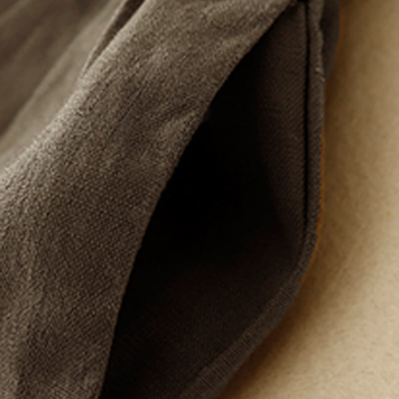 Summer Casual Pleat Plain Cotton Linen Women's Shorts With Pockets