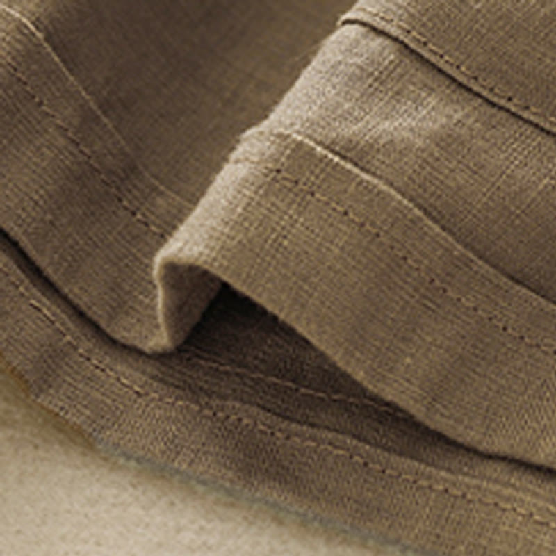 Breathable Cotton Linen Elastic Straight-Leg Meditation Shorts
