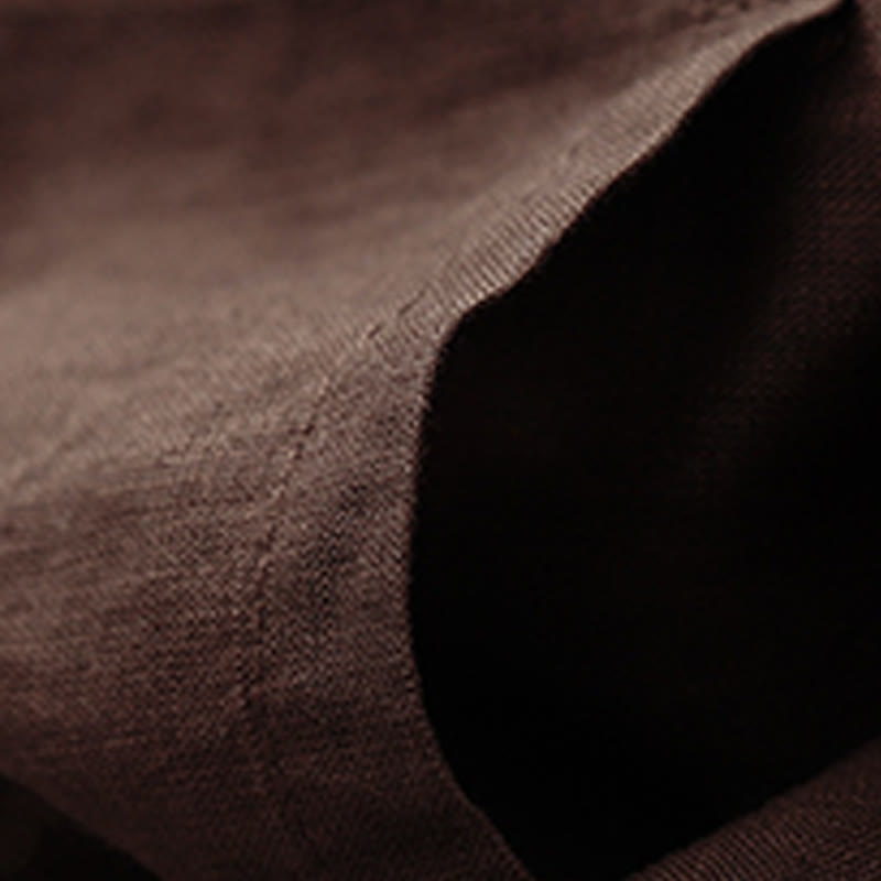 Breathable Cotton Linen Elastic Straight-Leg Meditation Shorts