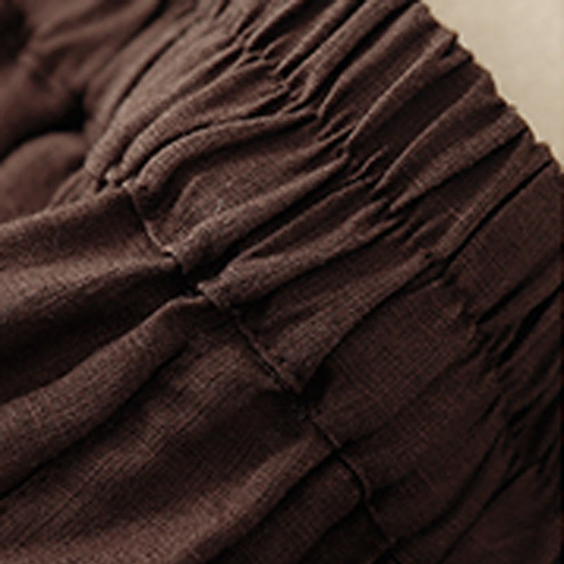 Breathable Cotton Linen Elastic Straight-Leg Meditation Shorts