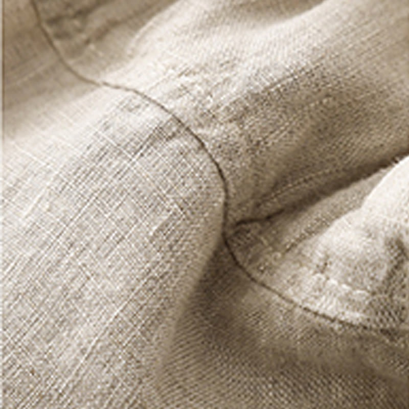 Breathable Cotton Linen Elastic Straight-Leg Meditation Shorts