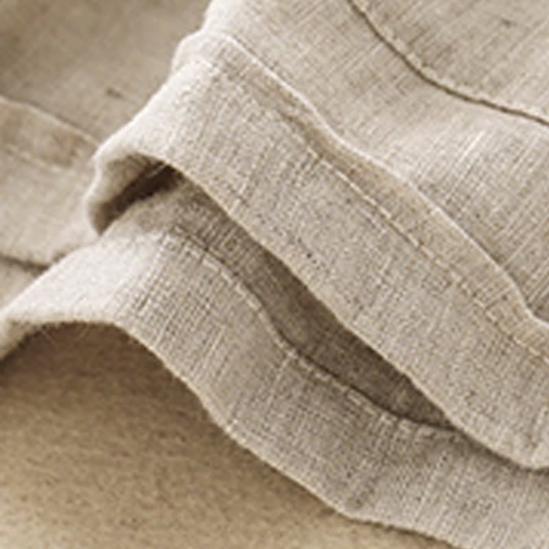 Breathable Cotton Linen Elastic Straight-Leg Meditation Shorts