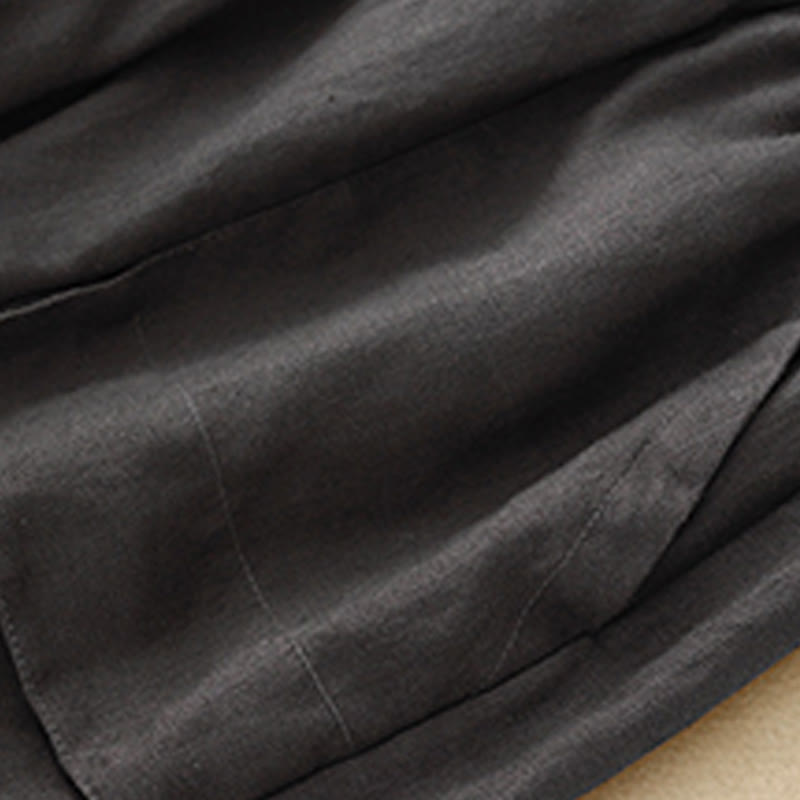 Breathable Cotton Linen Elastic Straight-Leg Meditation Shorts