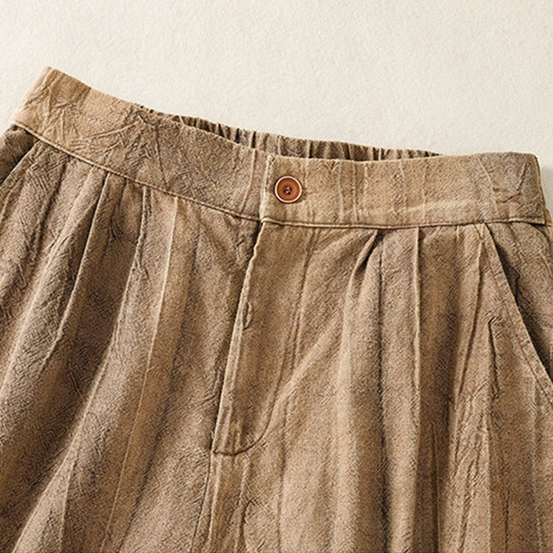 Summer Casual Tie-dye Plain Cotton Women's Shorts With Pockets