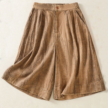 Summer Casual Tie-dye Plain Cotton Women's Shorts With Pockets