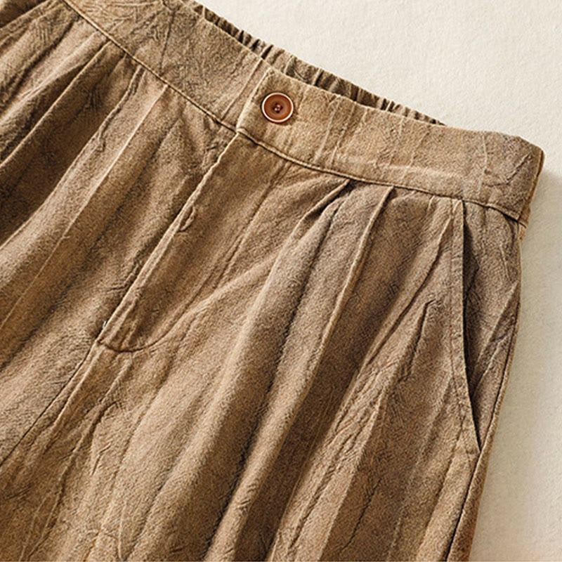 Summer Casual Tie-dye Plain Cotton Women's Shorts With Pockets
