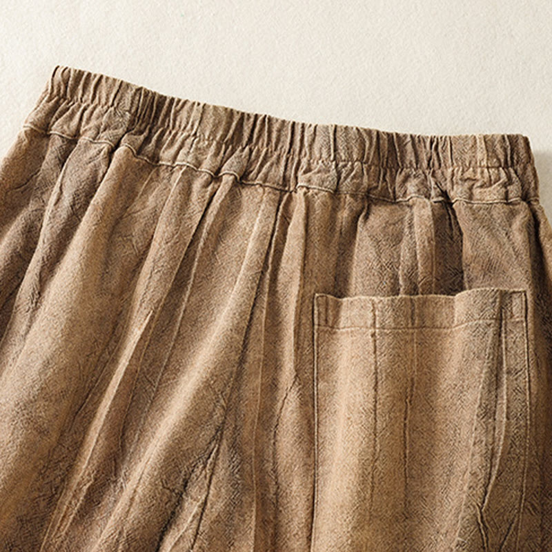 Summer Casual Tie-dye Plain Cotton Women's Shorts With Pockets