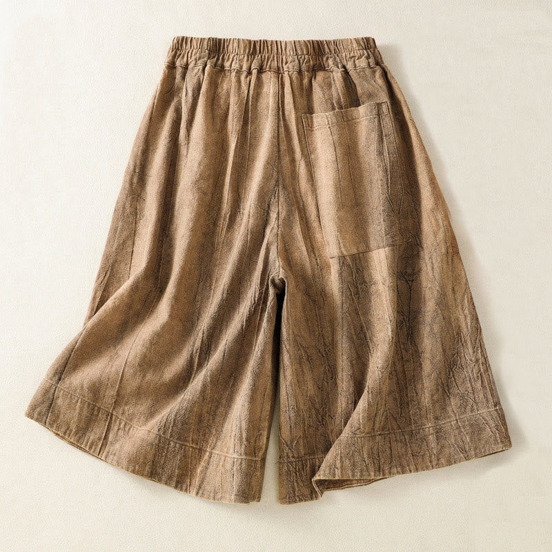 Summer Casual Tie-dye Plain Cotton Women's Shorts With Pockets