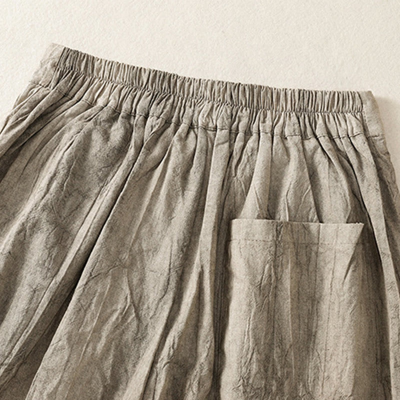 Summer Casual Tie-dye Plain Cotton Women's Shorts With Pockets
